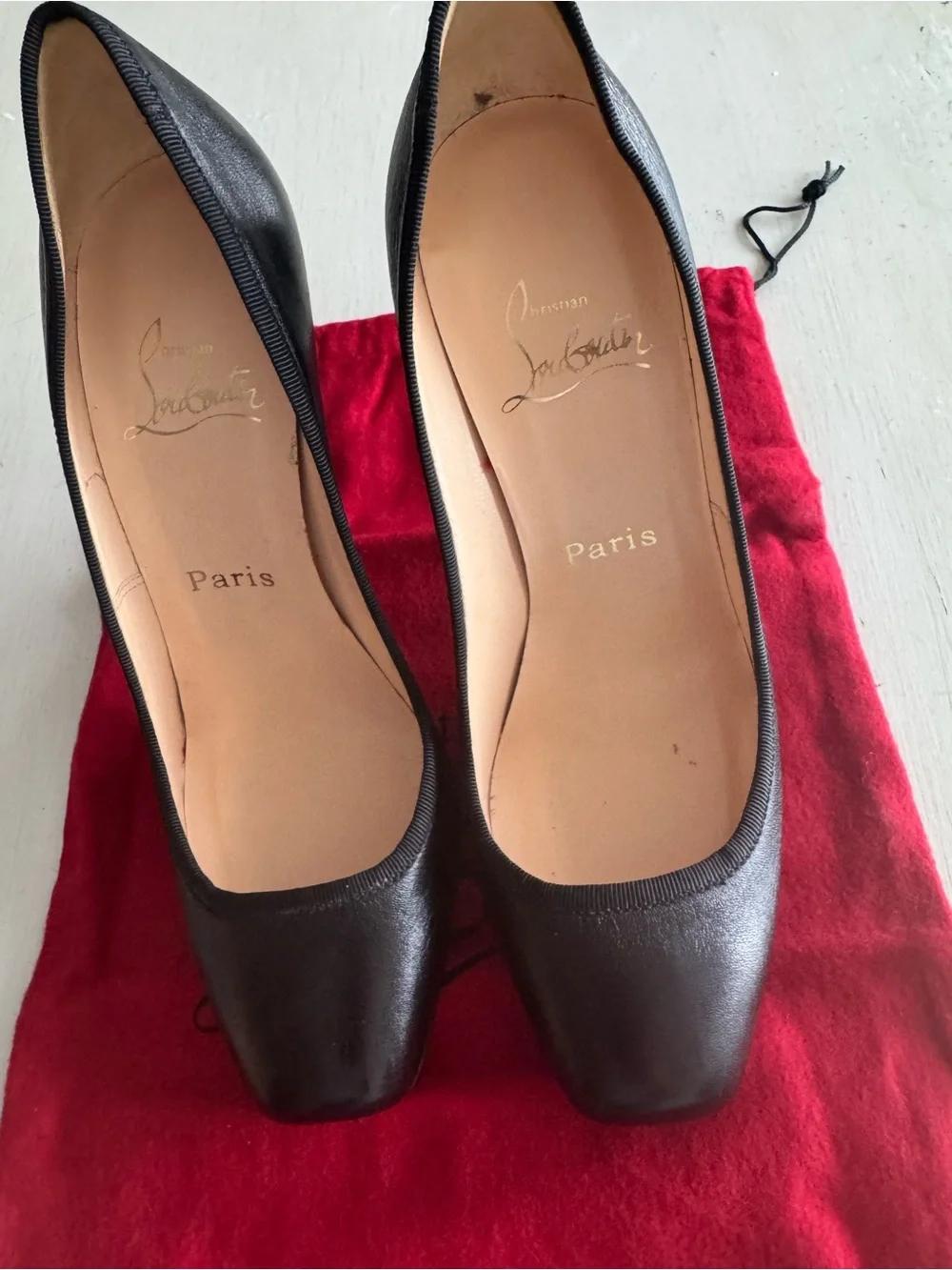 Christian Louboutin Black Leather Pumps with Red Sole